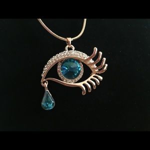 cute gold 16 inch turquoise eye necklace.
